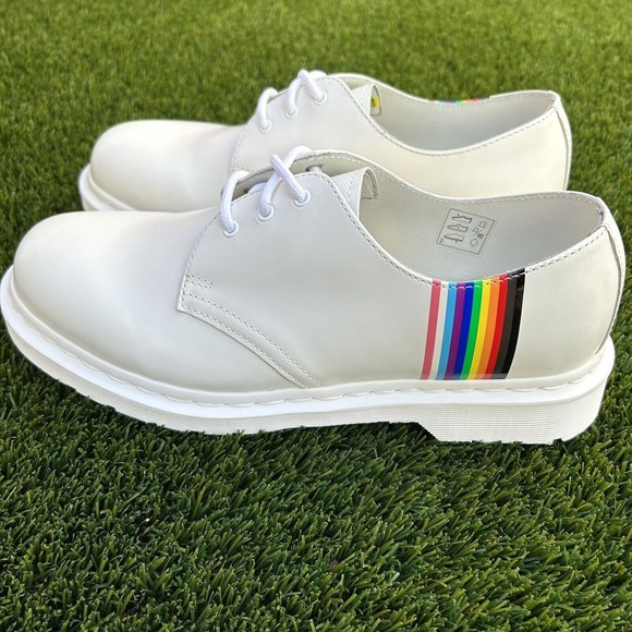 NEW Dr Martens 27522 Pride Oxford Shoes White Smooth Leather Men 10/Women 11 main image 10